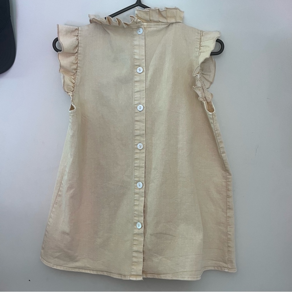 Light Yellow Ruffled Sleeveless Top - Picture 3 of 4